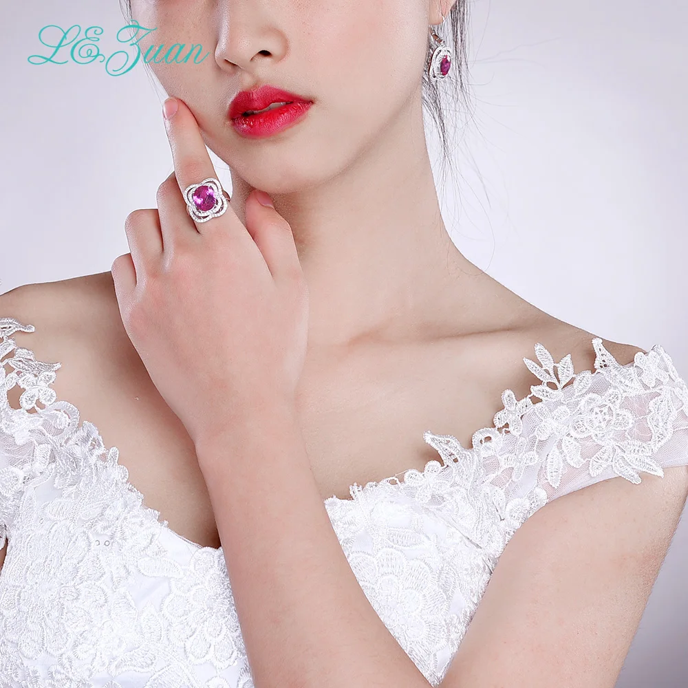 L&ampzuan 5.28ct Pink Stone Chokerboard Cut Rings 925 Sterling Silver Luxulry Romantic Ring Fine Jewelry For Women Christmas Gift |