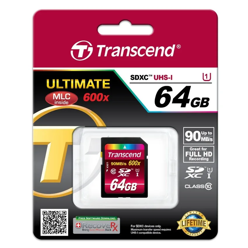 Оригинал Transcend 600X SD SDHC SDXC UHS-1 128 ГБ 64 32 16 class 10 карт памяти для HD Камеры GPS | Компьютеры