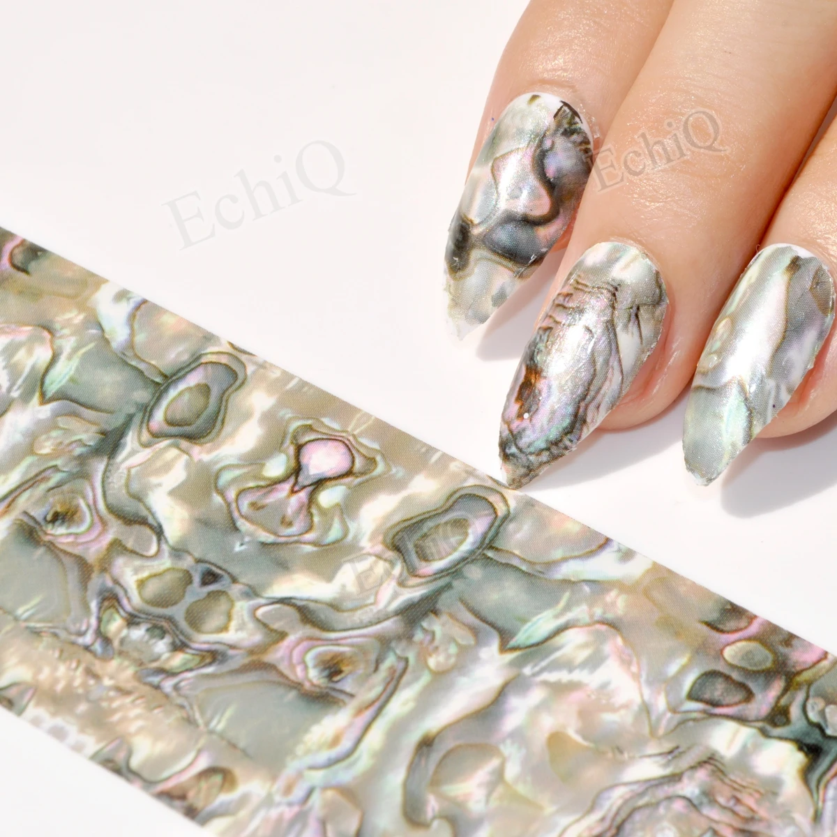 1 рулон = 1 метр зеленый мрамор фольга для украшения ногтей Abalone стиль клей Фольга наклейки в банке 43