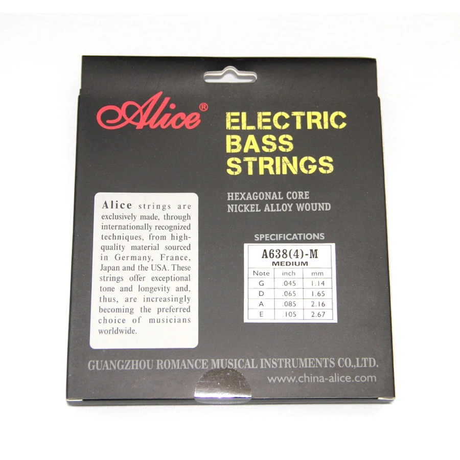 6Sets Alice Electric Bass Strings Hexagonal Core Nickel Alloy Wound A638(4)-M enlarge