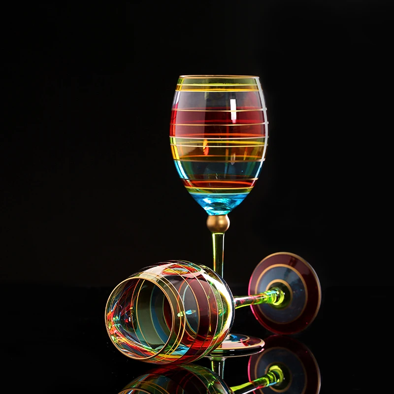 Креативная цветная стеклянная чашка с канавками для рисования Хрустальная