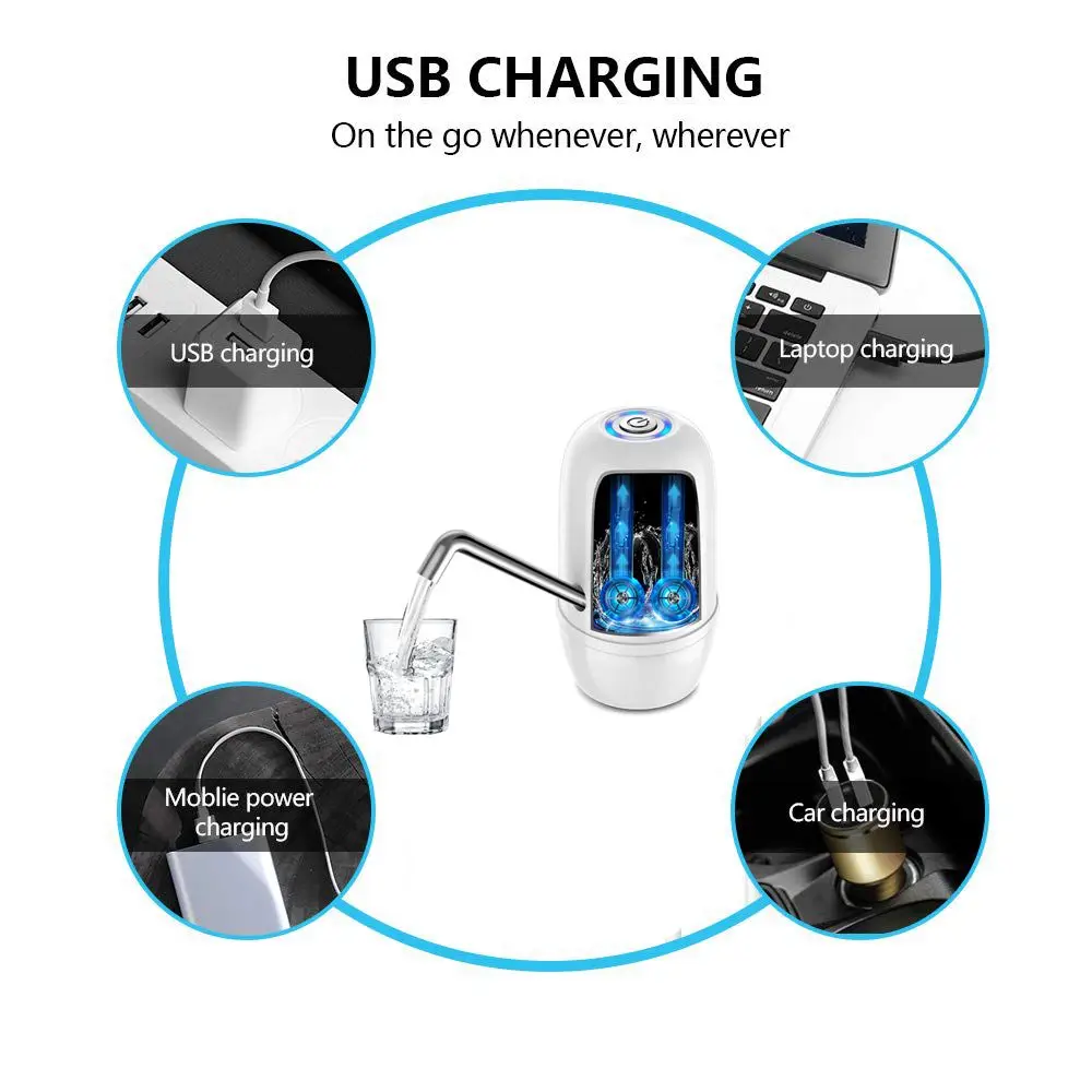 Usb зарядка автоматический насос для питьевой воды портативный Электрический диспенсер для воды двойной двигатель 5 галлонов насос для бутыля с водой переключатель
