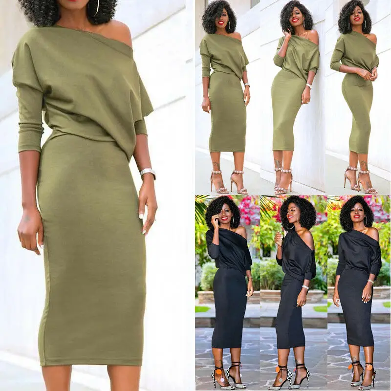 

Fashion Women's Casual One Shoulder Bandage Bodycon Evening Party Cocktail Dress