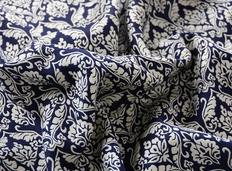 Оптовая продажа синий ретро двусторонняя полиэстер жаккардовая ткань платья