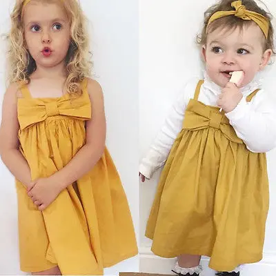 2017 г. Сарафан без рукавов для маленьких девочек короткое платье с бантом наряд От