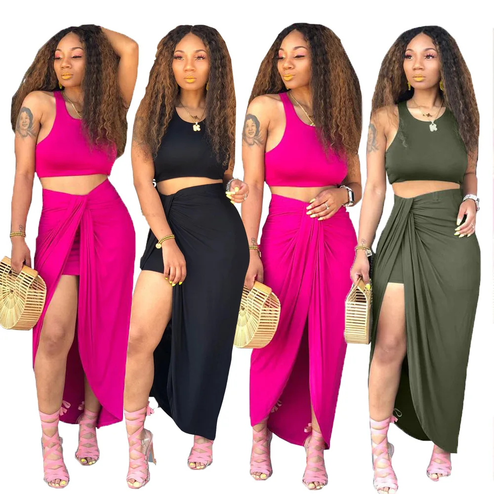 YT3152 жилет без рукавов с круглым вырезом в простом стиле плиссированная юбка