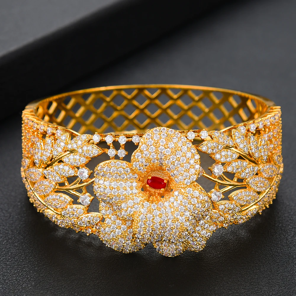 

SisCathy 4PCS Luxury Cubic Zircon CZ African Dubai Bridal Jewelry Sets Accessories Big Statement Women Wedding Jewelry sets