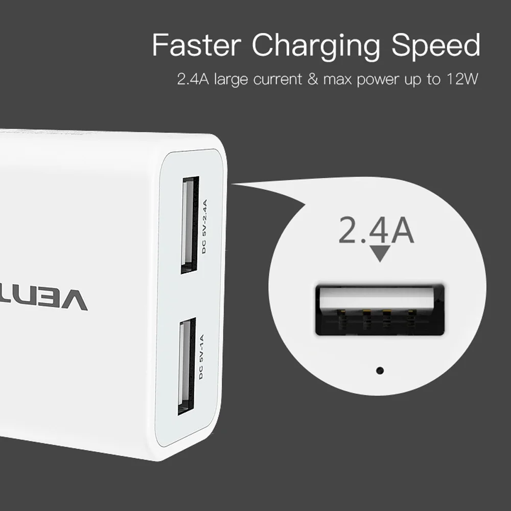 Vention 5 V 1A 2.4A USB зарядное устройство портативное дорожное настенное адаптер ЕС