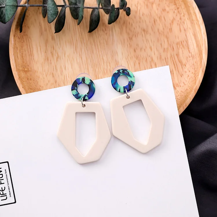 style-535-1 3* новые индивидуальные акриловые большие серьги с фруктами милые цветы лимон прозрачный уксусная кислота геометрические серьги для женщин - Окраска металла: style-535-1