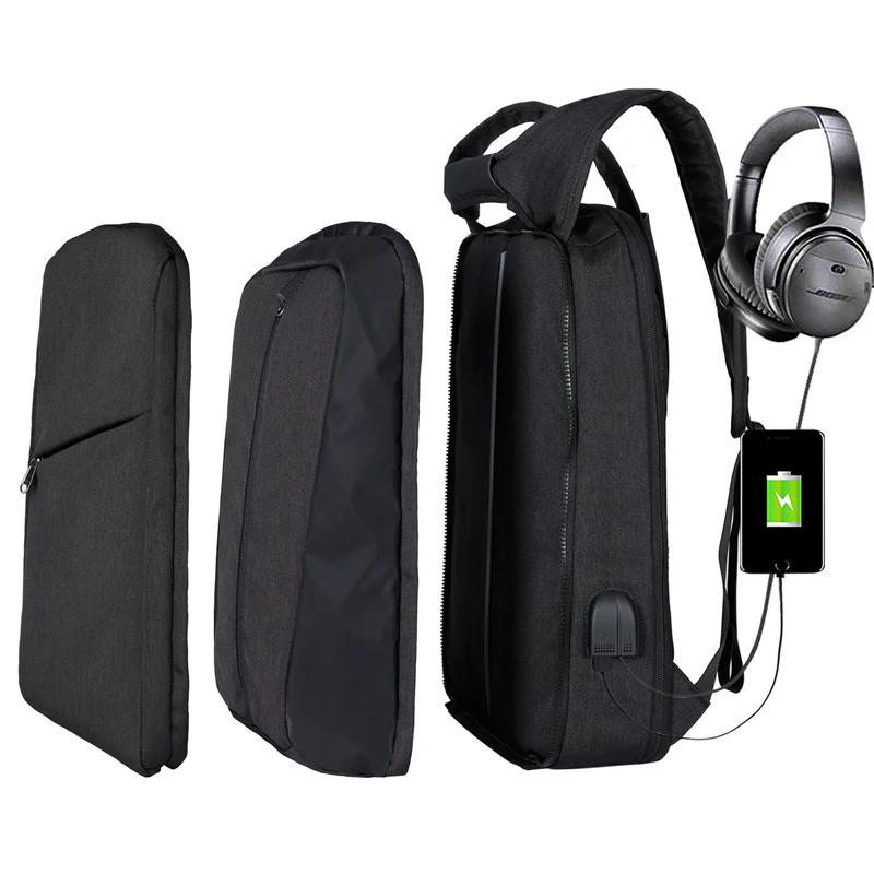 J and G Black XQXA тонкий рюкзак для ноутбука для мужчин/женщин с USB и разъемом для наушников, бизнес рюкзак с защитой от кражи, унисекс, 17,3 дюймов, повседневный рюкзак серого цвета - Цвет: J and G Black