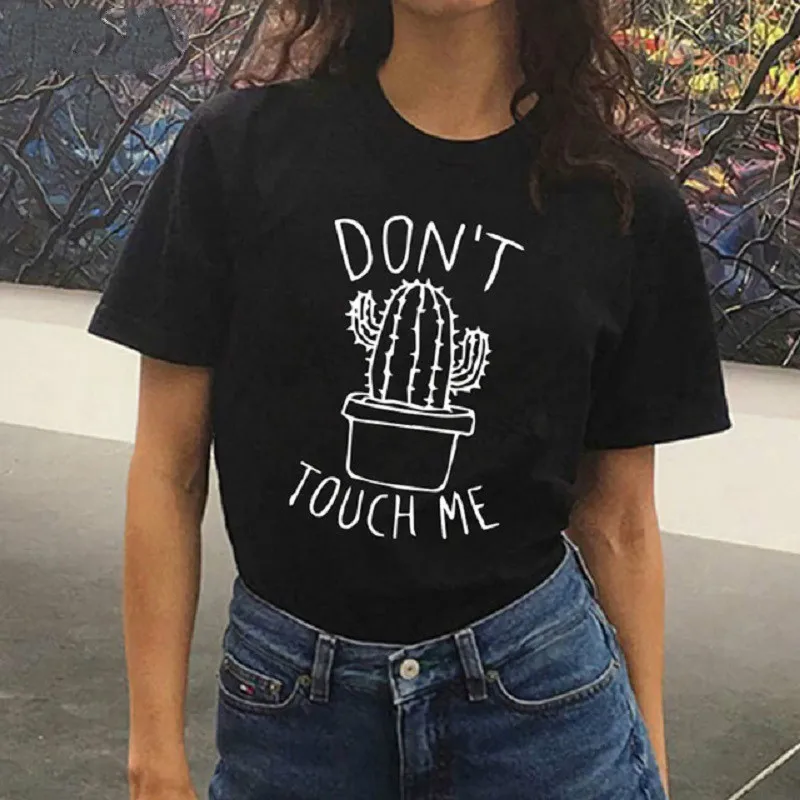 Женская футболка С КАКТУСОМ Don TOUGH ME Повседневная летняя в винтажном стиле