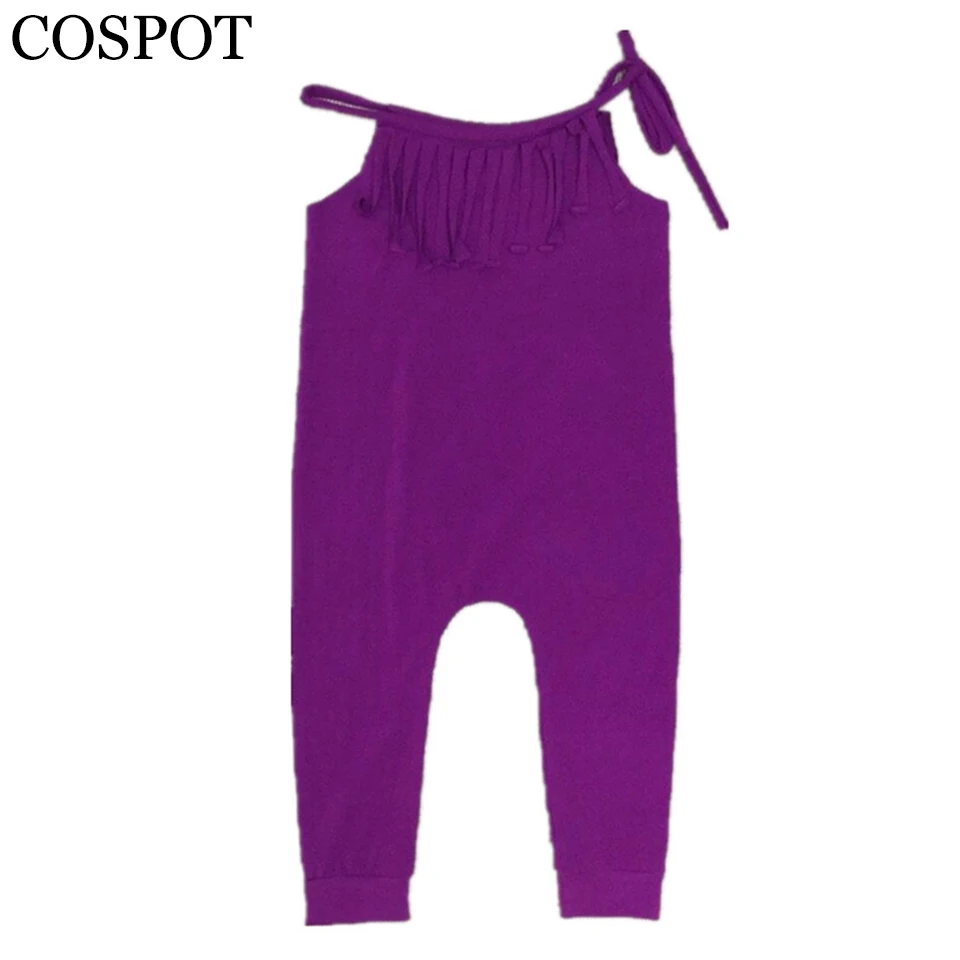 Детский однотонный хлопковый комбинезон с кисточками для девочек|jumpsuit newborn|romper