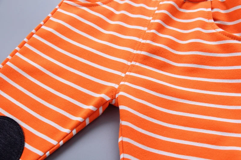 

GEMTOT baby suit 2019 spring and autumn new boy cotton suit cartoon elephant shirt long sleeve striped trousers two-piece
