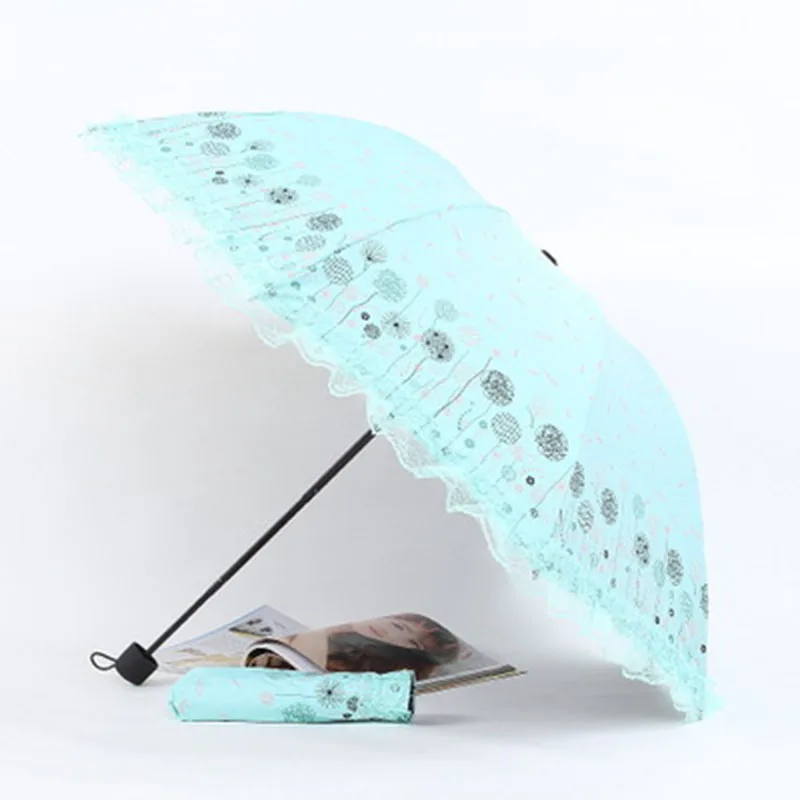 Mi Umbrella, дождь, женские цветы, кружевные зонтики, дети, девочки, зонтик, прозрачный, Unbrella, корпорация, подарки, мужские части, двойной слой, защита от солнца, УФ - Цвет: Green Dandelion