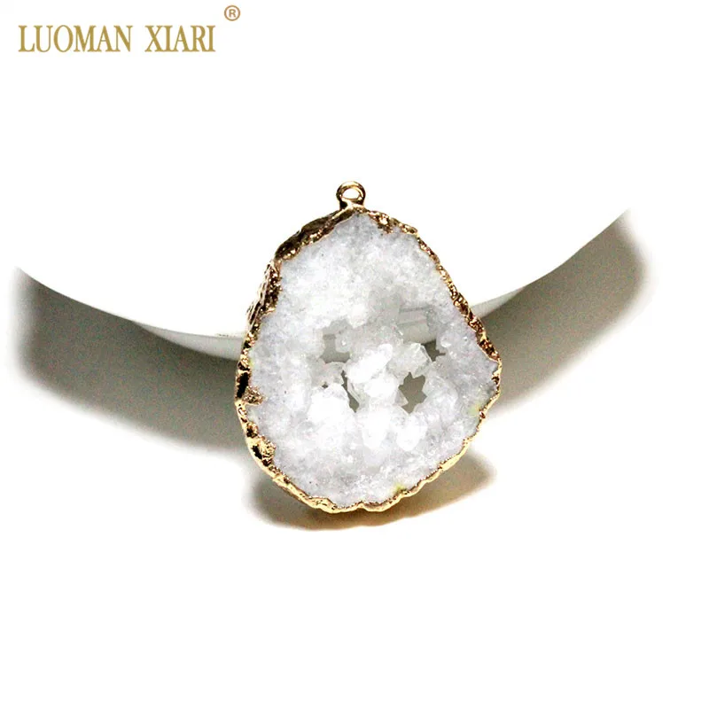 Уникальный натуральный кристалл Drusy, кулон, неровный геодный камень, кулон для самостоятельного изготовления ювелирных изделий, модное ожерелье, серьги