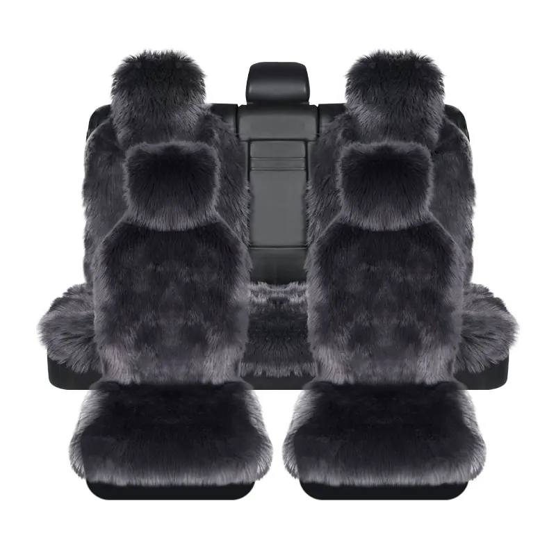 gray 1 set Kopoha mex из искусственного меха Loog шерсть сидений автомобиля универсальный размер аксессуары автомобиль-охватывает автомобилей Высокое качество 1 комплект сиденье - Название цвета: gray 1 set