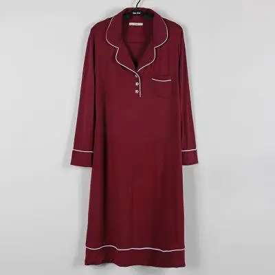 wine red 4xl-5xl размера плюс материал модал спальное платье женские ночные рубашки пижамы длинные 508 - Цвет: wine red