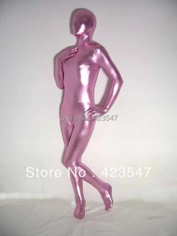 

Pink Shiny Metallic Unisex Zentai Suit Halloween Party Costumes-Zentai