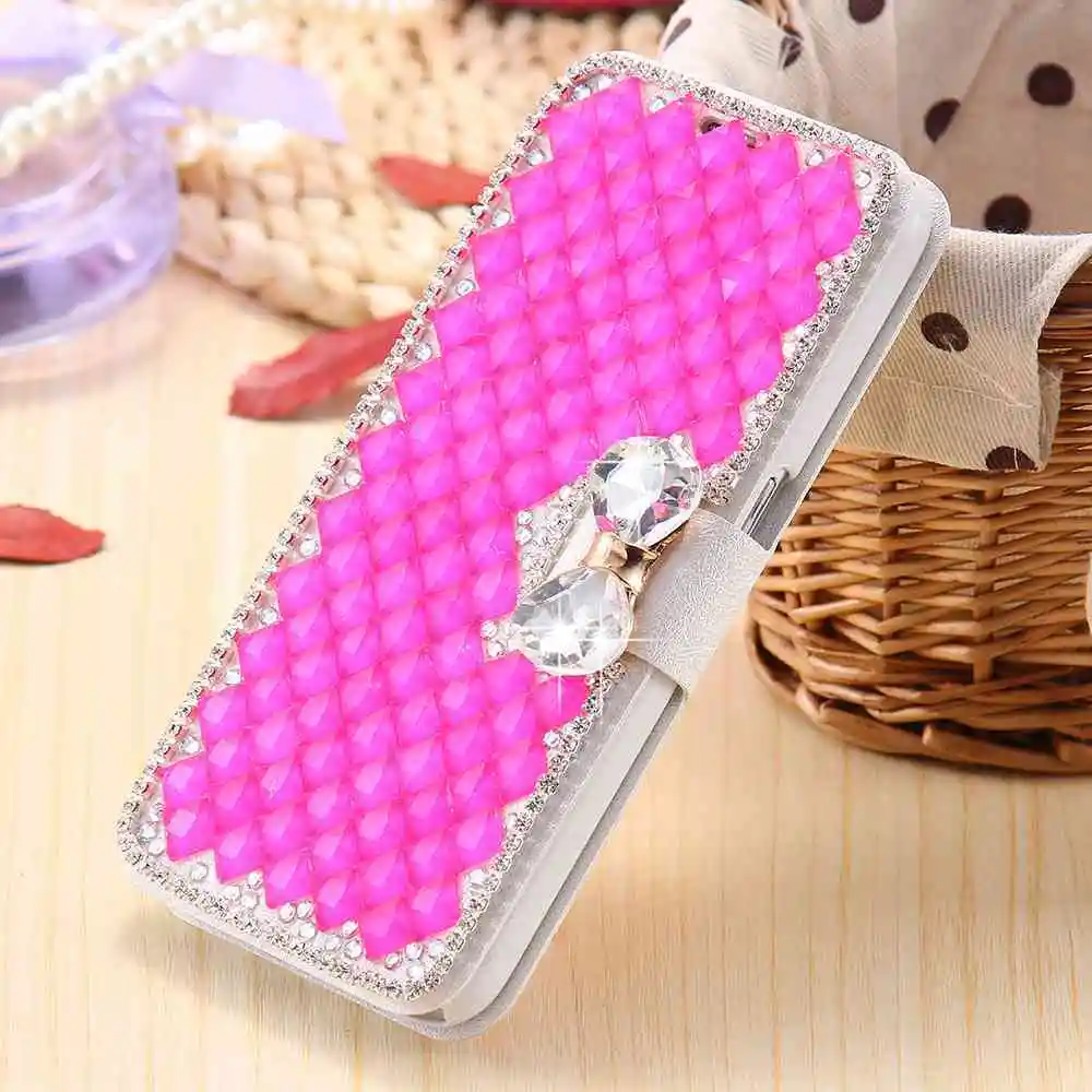 KISSCASE чехол для samsung Galaxy Note 4/Note 5 A5 A7 S5 6 S6 Edge Plus для sony Z3 держатель-книжка класса люкс со стразами чехол для корпуса - Цвет: Hot Pink