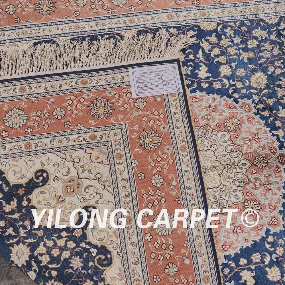 YILONG 4 'x 6' Тебриз Шелковый выгодный ковер антикварные синие иранские коврики