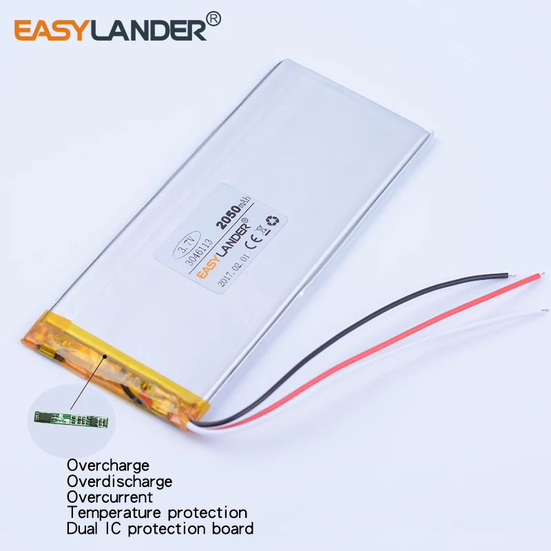 3-wire 3046113  XWD 3046113P 3145113P 3.7V 2050mAh polymer lithium battery  for china clone Goophone 5.5 iphone 6S 6plus GPS DVR