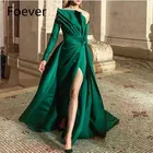 Женское вечернее платье abendkleider, зеленое вечернее платье с длинным рукавом и открытыми плечами, 2019