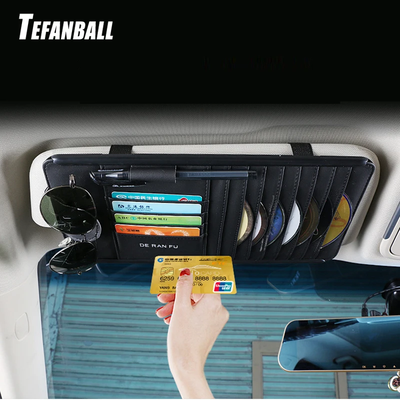 Tefanball автомобильный кожаный многофункциональный CD ящик для хранения автомобиля