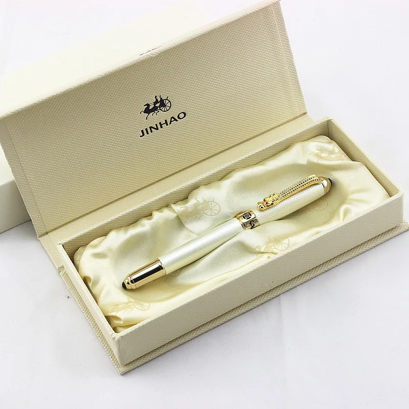 Jinhao 1000 в комплекте Серебряная сетчатая шариковая ручка с драконом и красным