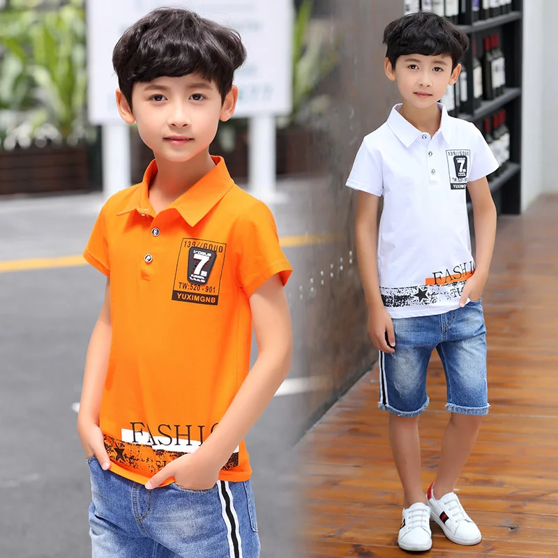 Фирменная новинка дети мальчик летняя рубашка поло с отложным воротником