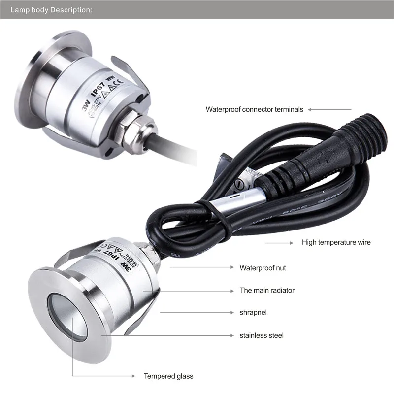 3 Вт мини LED подземный свет водонепроницаемый Нержавеющая сталь 5630 алюминий IP67