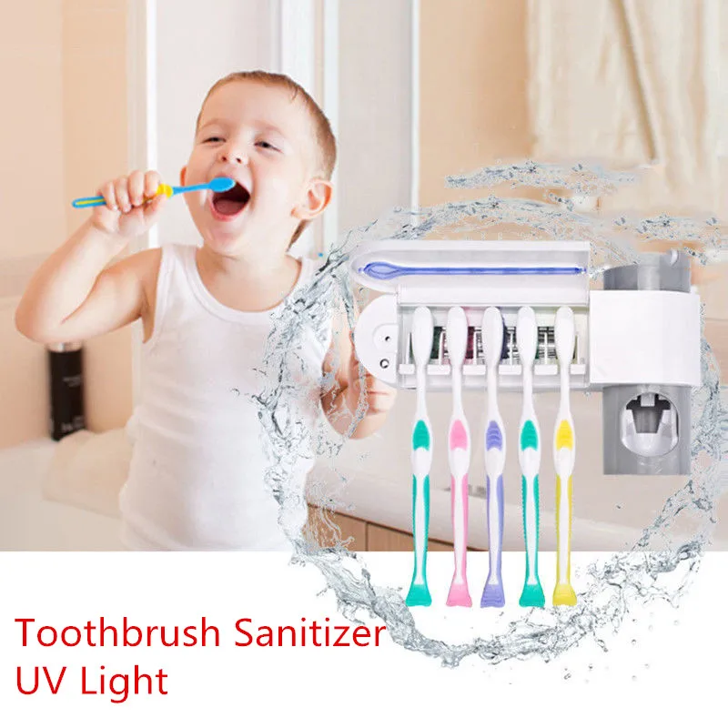 ABEDOE UV Light Ultraviolet Toothbrush Automatic Toothpaste Dispenser Sterilizer Toothbrush Holder Cleaner Toothbrush Sterilizer