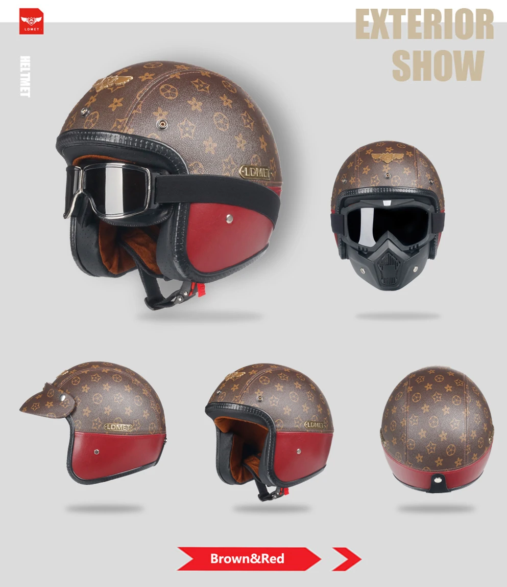 Открытый шлем Кафе racer Кожа PU moto rcycle Ретро 3/4 открытый шлем kask jet casco de moto pilot