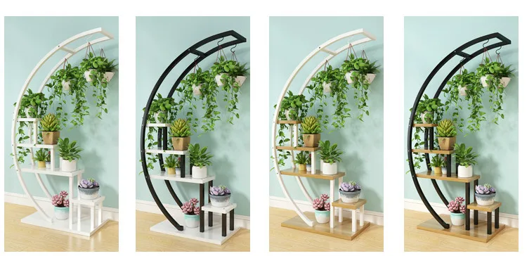 Living room home Half moon type flower stand multi-storey indoor balcony decorative shelf flower pot storage rack mx6241747