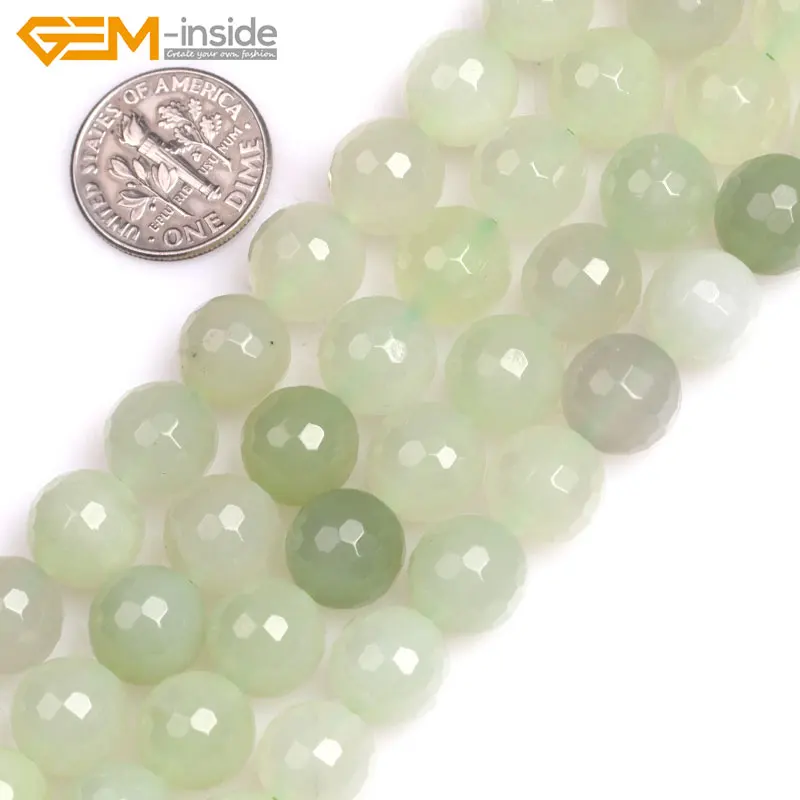 Gem-inside Natural Round Faceted Hua Show jades Stone Beads For Jewelry Making Strand 15inches DIY Jewellery | Украшения и