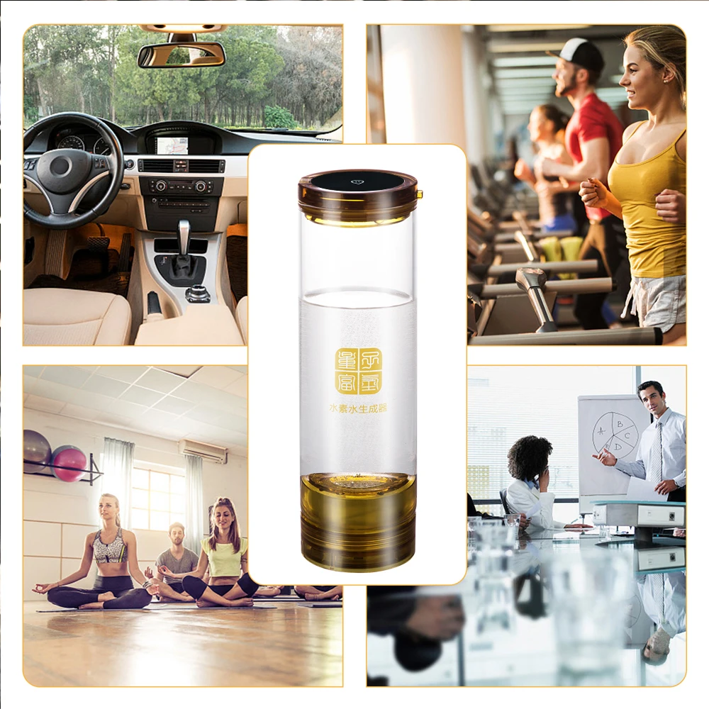

600ML Portable Hydrogen-Rich Maker/Generator Pure H2 ORP Ionizer Water Bottle SPE/PEM Dupont Membrane Electrolysis Glass Cup