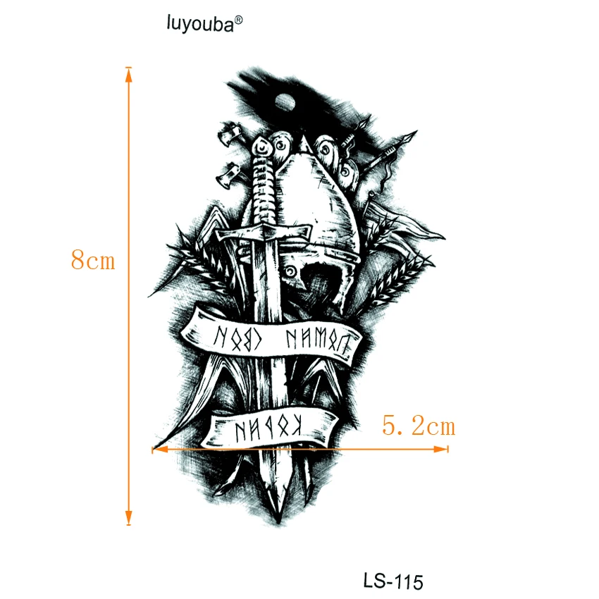 Immortal Knight водонепроницаемые Временные татуировки для мужчин Warrior Tatouage Temporaire Femme временные тату наклейки