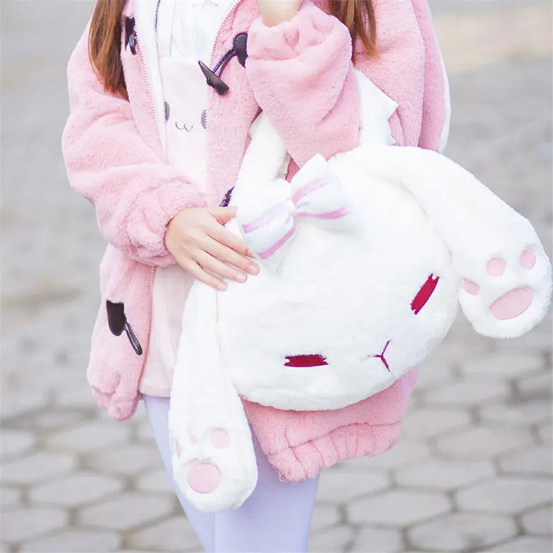 Лолита бантик Кролик плюшевая милая сумка на плечо Kawaii Белый|Сумки с ручками| |