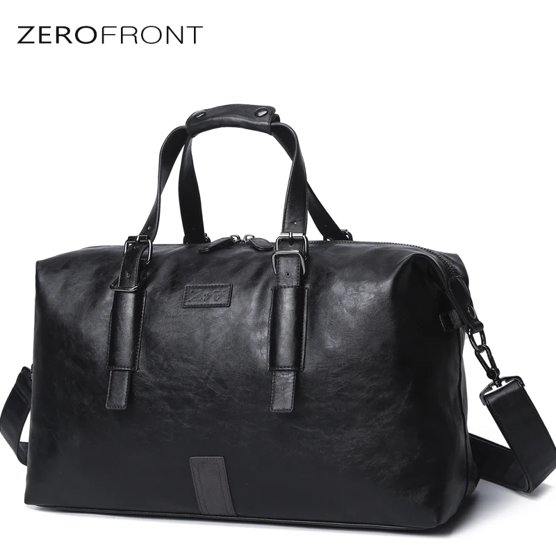 2018 Popular Design male s bag PU Leather Weekend Duffel Bag Portable Highcapacity Men s Leisure  Travel Bag Black Handbag