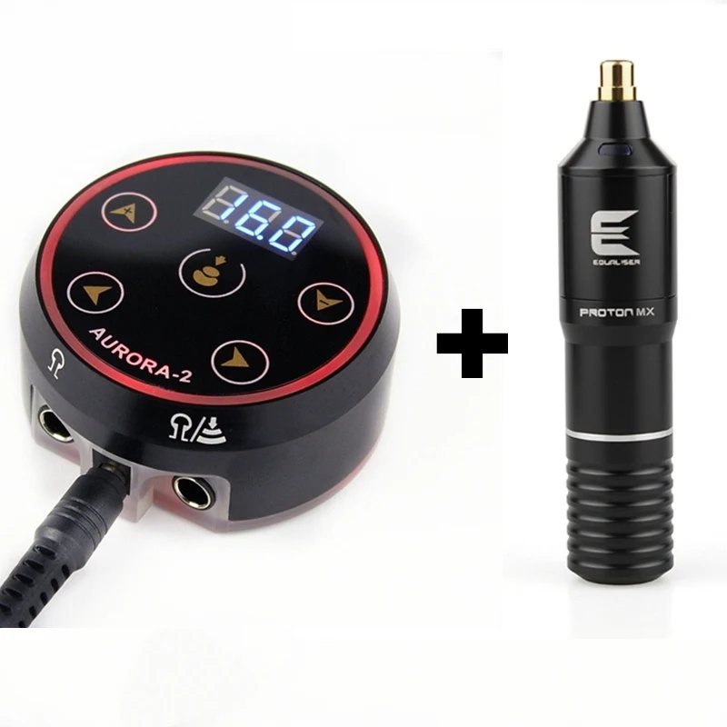 Professional Powerful Tattoo Kit Hybird Rotary Tattoo Machine Pen Motor Strong Quiet and Aurora II LCD Power Tattoo Kits