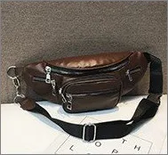 Коричневый Модная женская поясная сумка на пояс, Кожаная поясная сумка на плечо, нагрудная сумка для путешествий, сумка для телефона, сумка для путешествий, карман на молнии, сумка унисекс - Цвет: Коричневый