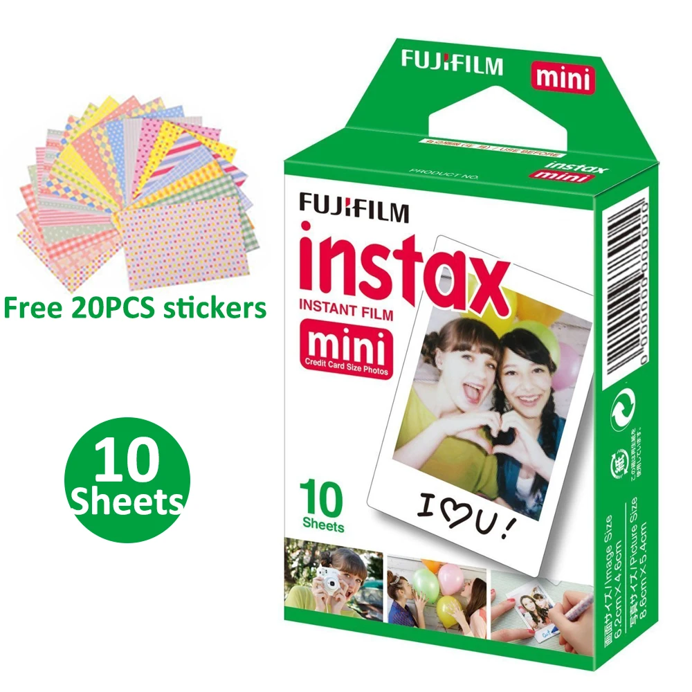 Для камеры Fujifilm Instax Mini 8 7 s 25 70 90-Instax Mini пленка Instax Mini 9 пленка фотобумага экспозиция+ 20 шт Бесплатные наклейки