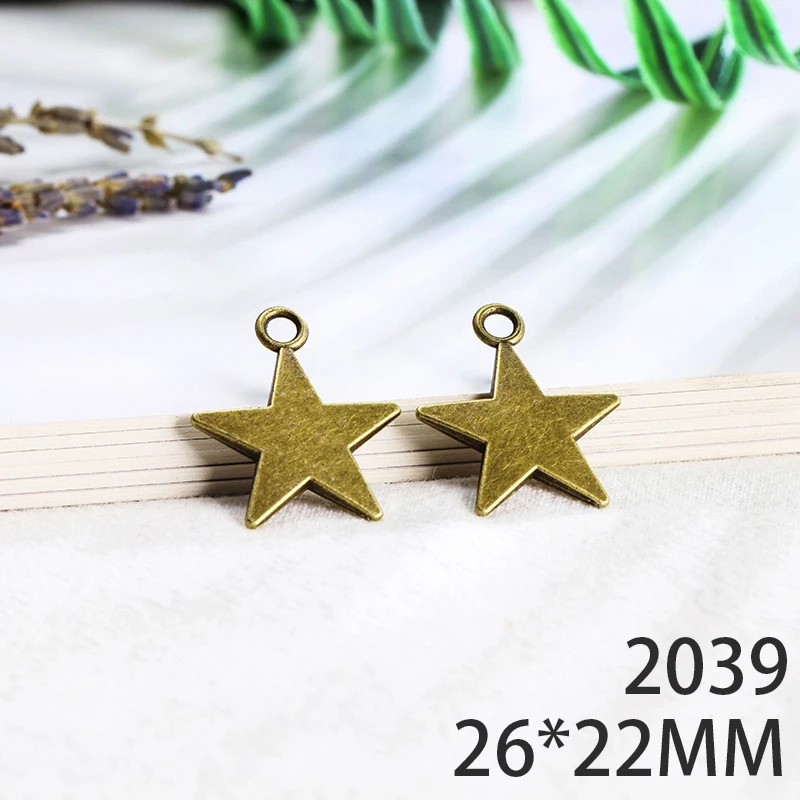 

26*22mm 6pcs Pentagram Alloy Pendant For Diy Jewelry Making 2 Colors Antique Silver Antique Bronze No.2039