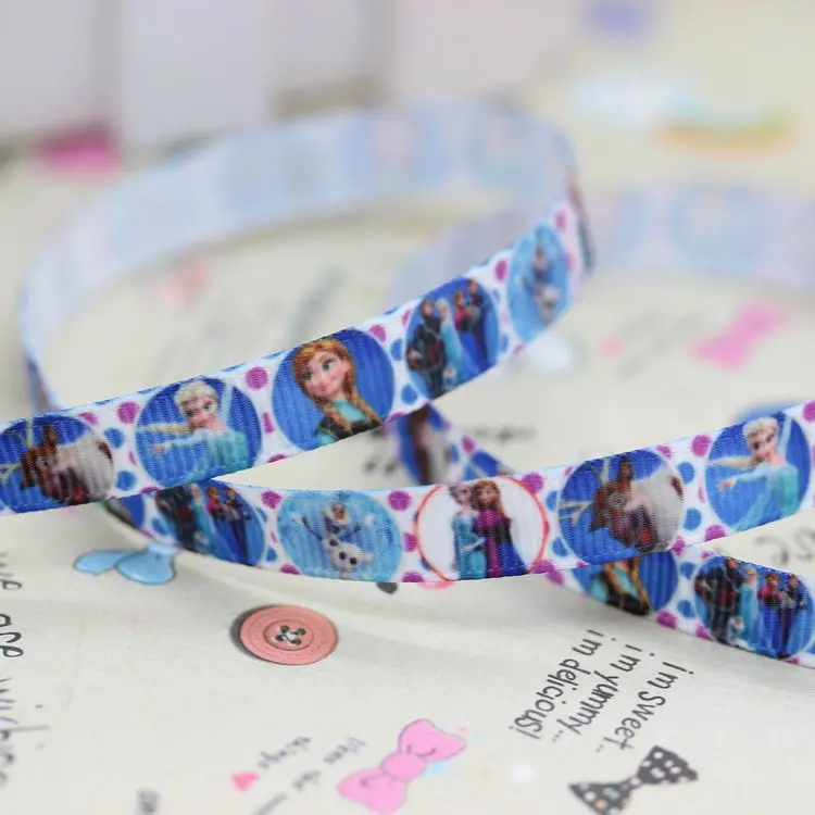 DHK 3/8 ''5 ярдов Анна Эльза напечатанные ленты для волос лук diy вечерние украшения OEM 9 мм C1267