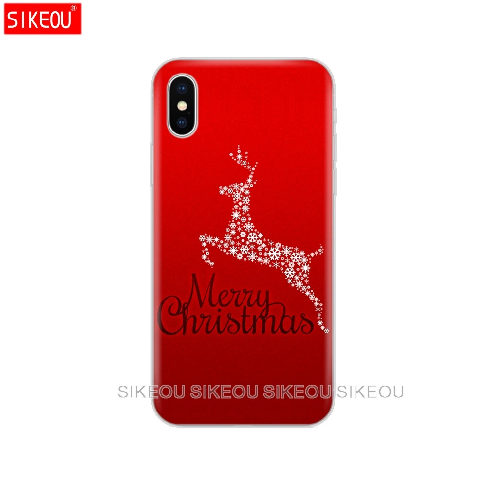 Силиконовый чехол для iphone X 11 pro MAX xs max задняя крышка SE 2020 подарок с рождественским