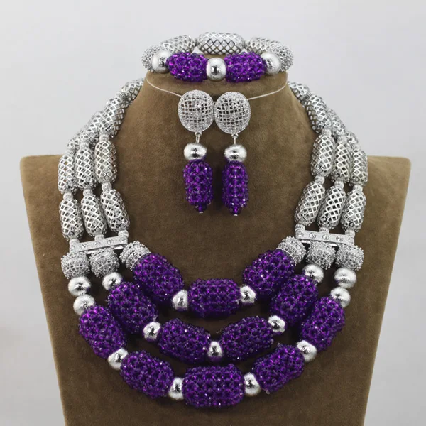 Невероятные фиолетовые хрустальные бусы наборы нигерийских африканских