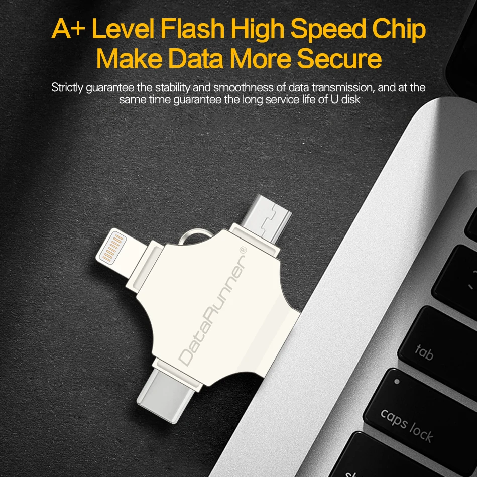 Горячая DataRunner OTG USB флеш накопитель для iPhone/type C/Android/PC 16 ГБ 32 64 128 флэш диск 4 в 1