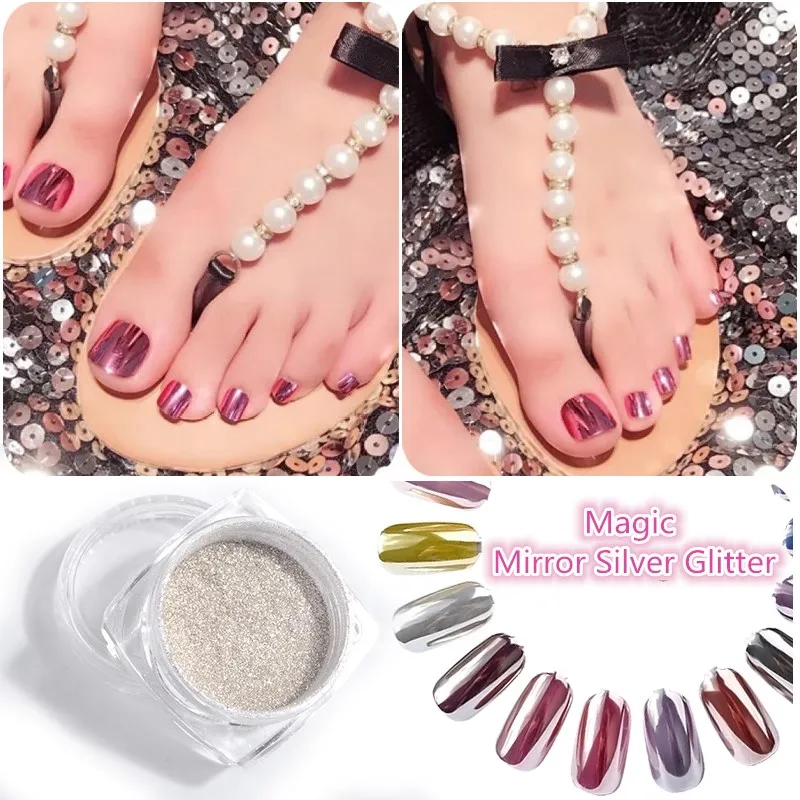 

1BOX DIY Magic Mirror Silver Nail Glitter Powde Shimmer Nail Art Chrome Dust Nailart Manicure UV Gel Polish Decoration Tool