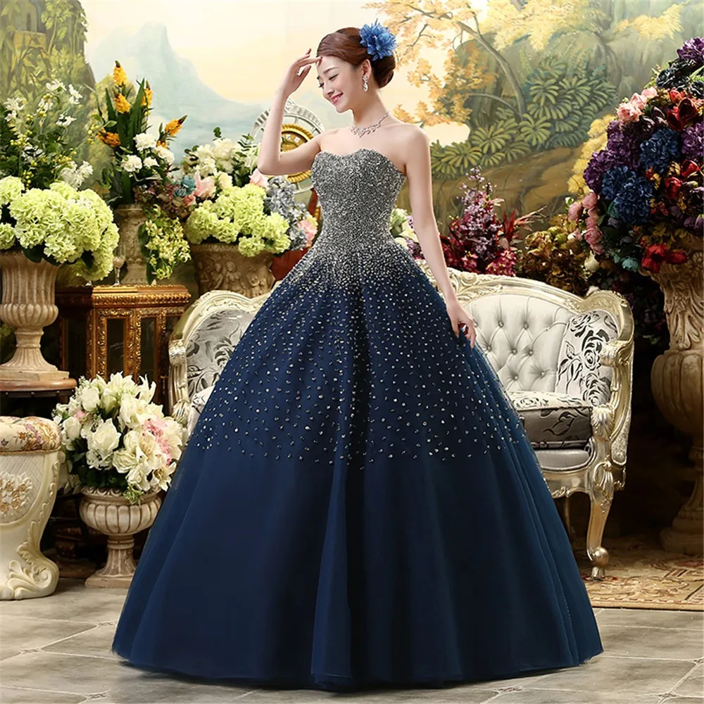 Пышные длинные платья для выпускного вечера, vestido debutante vestidos de 15 anos, милые 16 платьев, бальные платья Royer, синие Бальные платья с бисером