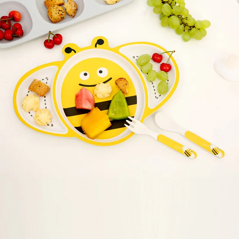 3 шт./компл. детские столовые приборы из бамбукового волокна с мультяшными
