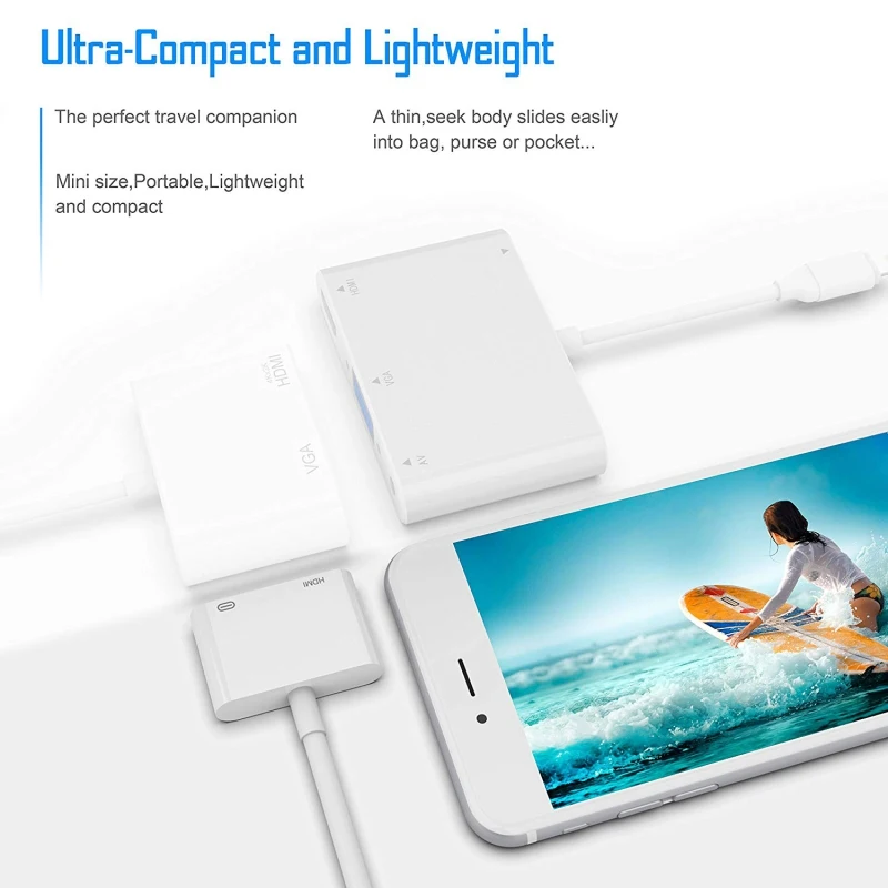 Для iPad Air to HDMI адаптер для Lightning Digital AV 4K USB кабель Разъем 1080P HD адаптеры iphone X XS 8 7 6